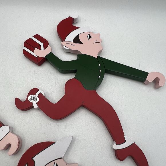 Lot 3 Vtg Wood Elves Santa Christmas Ladder Climber NCE 90s Holiday Replacements - Picture 4 of 7